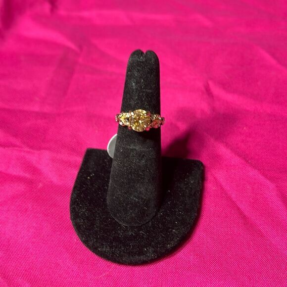 November Birthstone Fashion Colorful Rhinestone Boutique Ring Gold Plates Size 6 - Picture 1 of 4